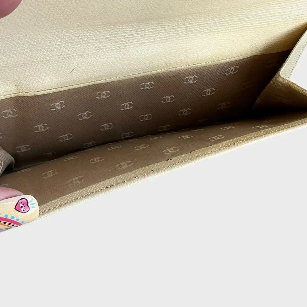 Chanel Cream Caviar Leather Long Wallet CC Logo COA Serial #9725576 - Picture 12 of 16
